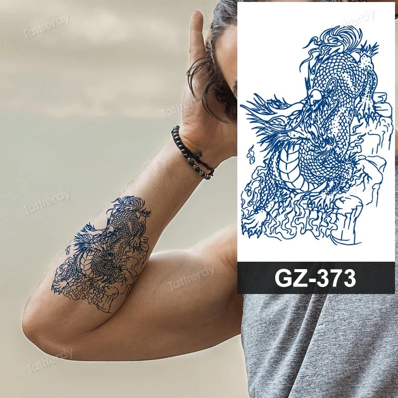 Juice Ink Lasting Waterproof Temporary Tattoo Sticker Dragon Snake Totem Tattoos Sun Wing Body Art Arm Fake Tatoo Women Men