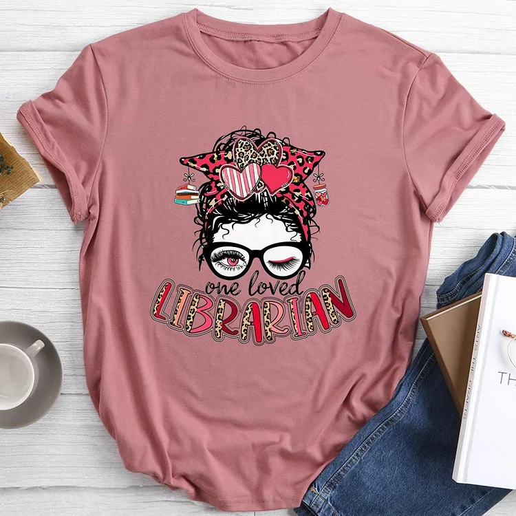 Librarian Round Neck T-shirt-Annaletters