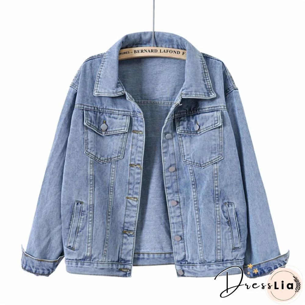 Women Jackets New Spring outwear denim coat Solid turn down collar cotton jacket for female plus size S-5XL