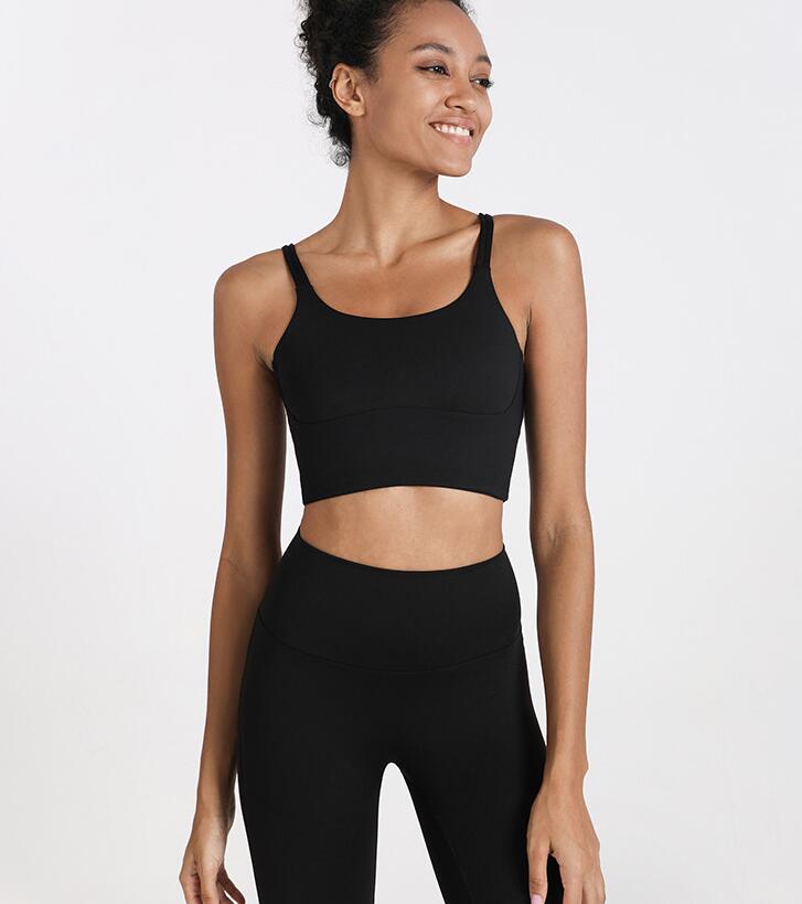 Spaghetti Strap Backless Shockproof Padded Sports Fitness Vest Bra