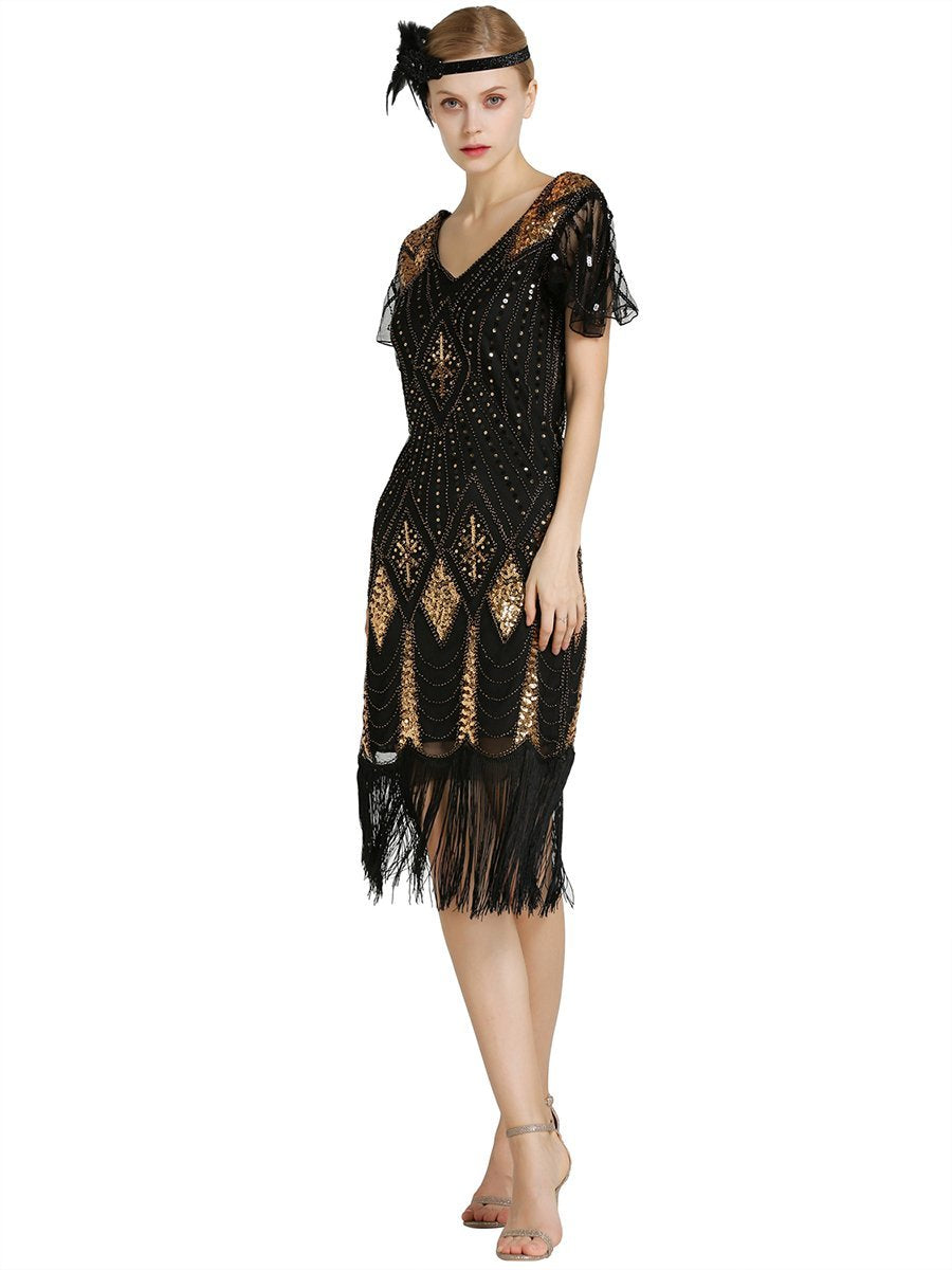 1920s Sequin Flapper Vintage Dress