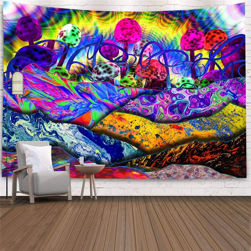 Psychedelic Tapestry Wall Hanging Decor Mushroom Print Wall Decor Home Decor Wall Cloth Tapestry Trippy Hippie Wall Tapestry