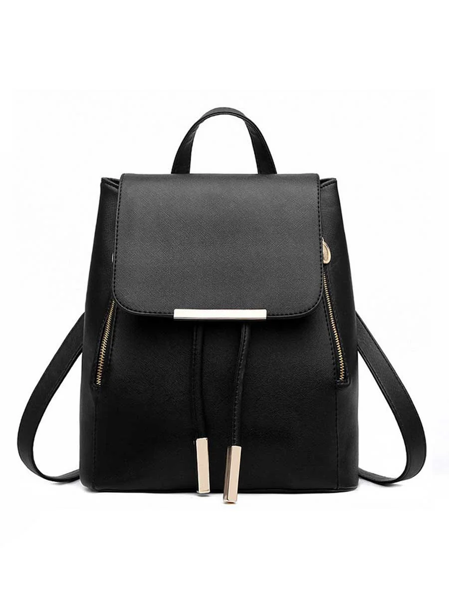 Pu Leather Bag Flip Cover School Backpack