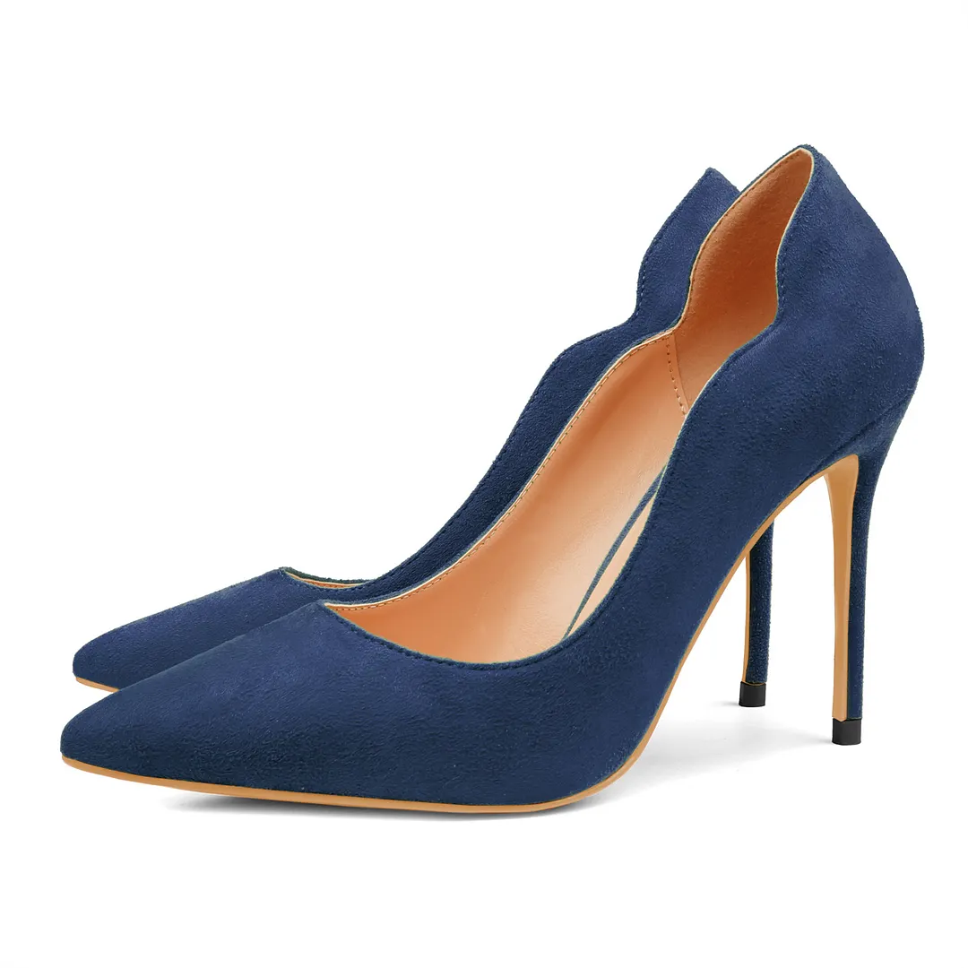 10CM/4 inch Women's High Heels for Party Wedding V-Shaped Suede Pumps