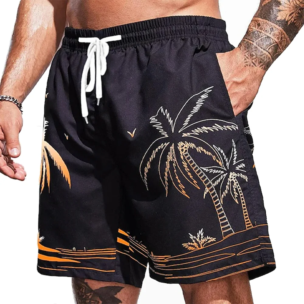 Men's Coconut Tree Breathable Quick Dry Holiday Hawaiian Shorts-inspireuse