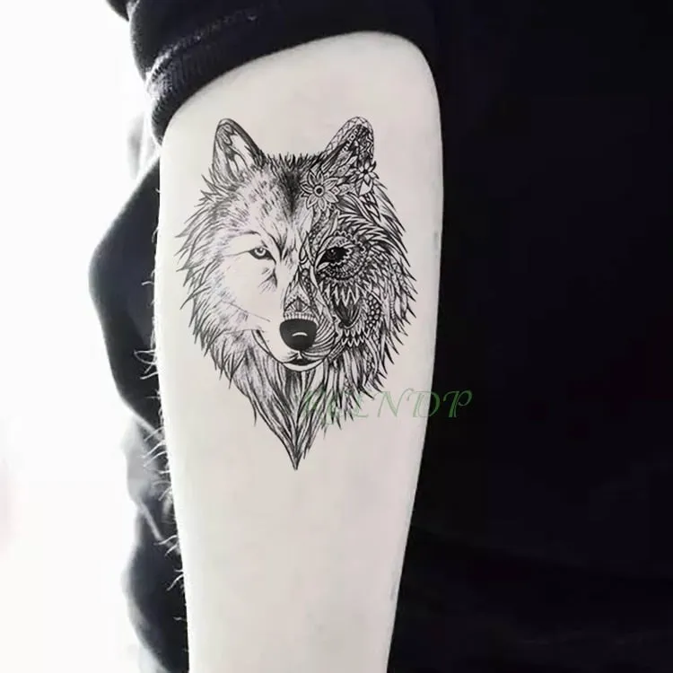 Waterproof Temporary Tattoo Sticker Animal Wolf Lion Eagle Tatto Flash Tatoo Hand Wrist Foot Arm Neck Fake Tattoos For Men Women