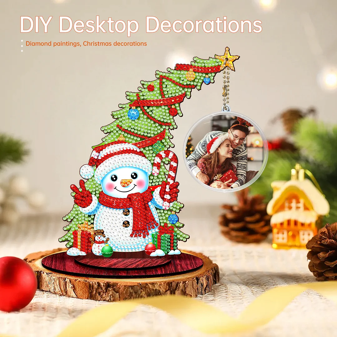 Photo Christmas Tree 5D DIY Diamond Art Tabletop Wood Decorations Ornament Kits