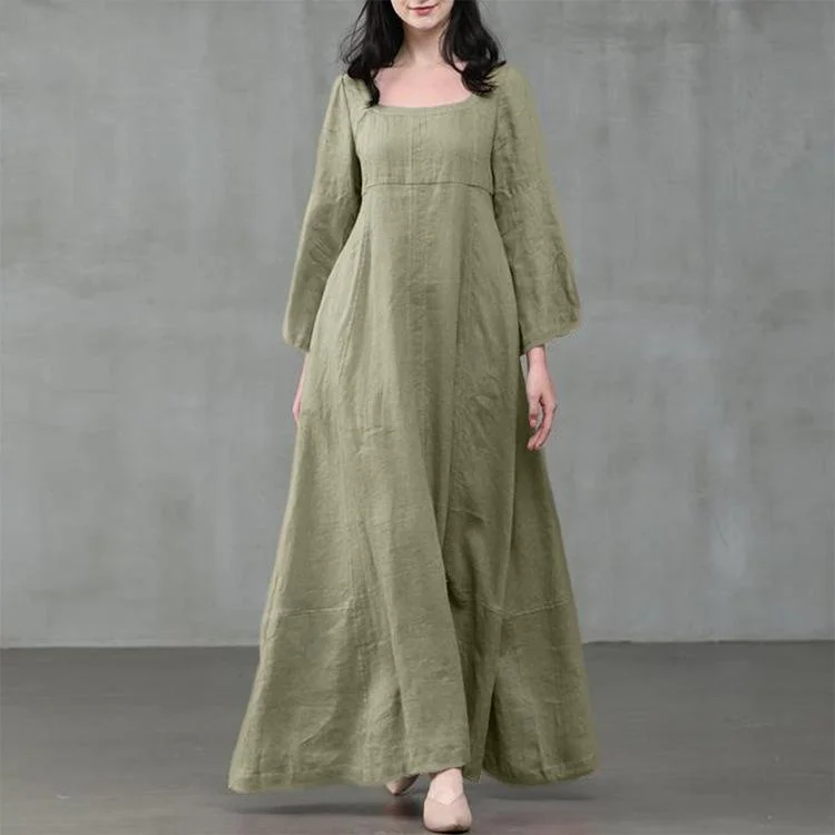 Retro Women's Dress with Large Pendulum Linen