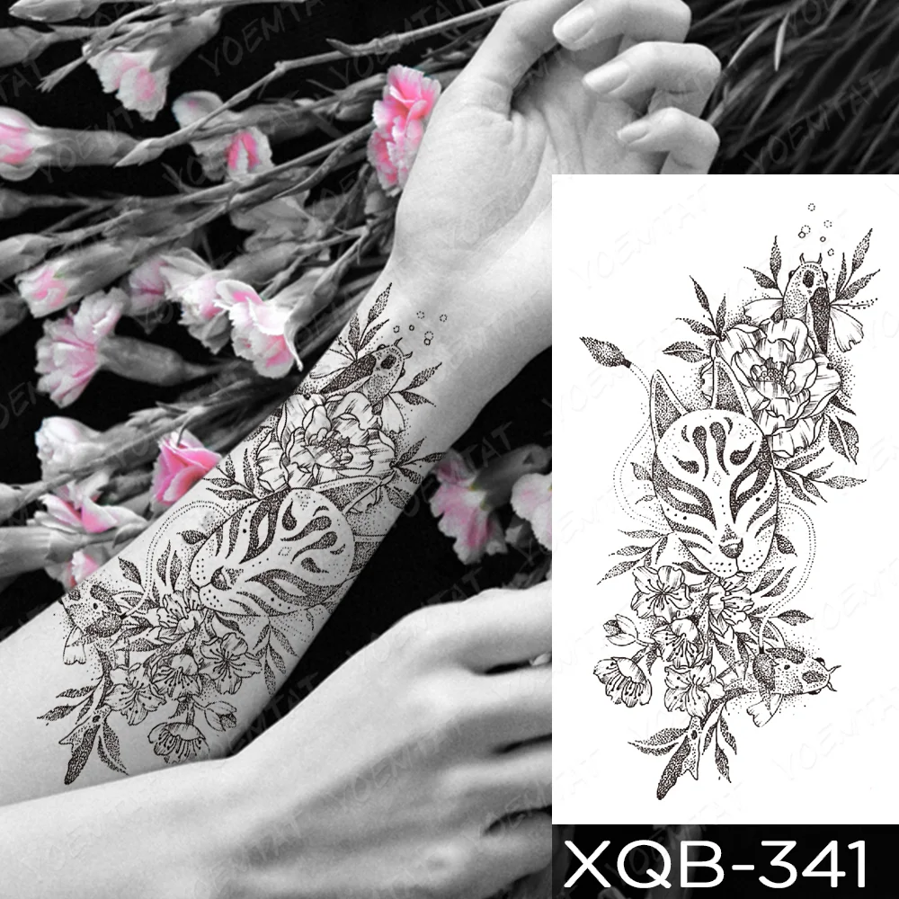 Sdrawing Sdrawing Temporary Sleeve Arm tattoo Sticker Lion Clock Tiger Gear Skeleton Rose tattoos Body Art Fake tatoo Men Women Black