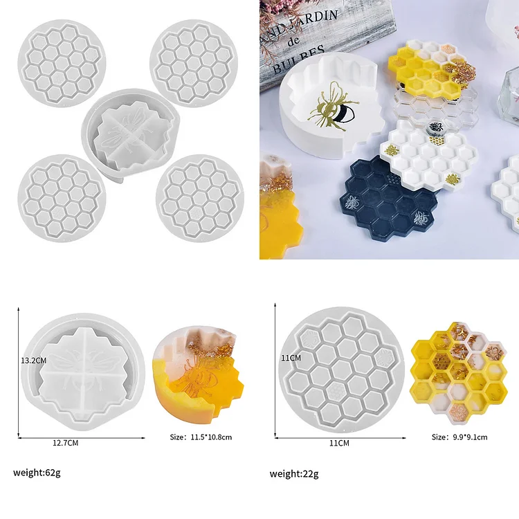 5pcs Coaster Mould Art Supplies Honeycomb Cup Pad Mould for Friends Family Gifts