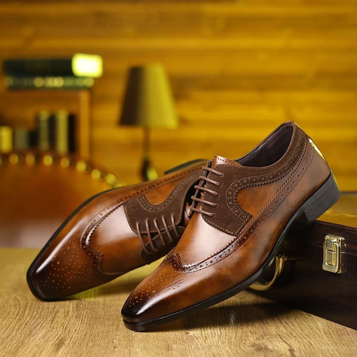 Men's Two-Tone Leather Brogues &ndash; Wingtip Lace-Up Dress Shoes &ndash; view 2