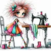 (Stamped/Counted) Sewing Machine Girl-11CT Cross Stitch 40*40cm/15.75*15.75in