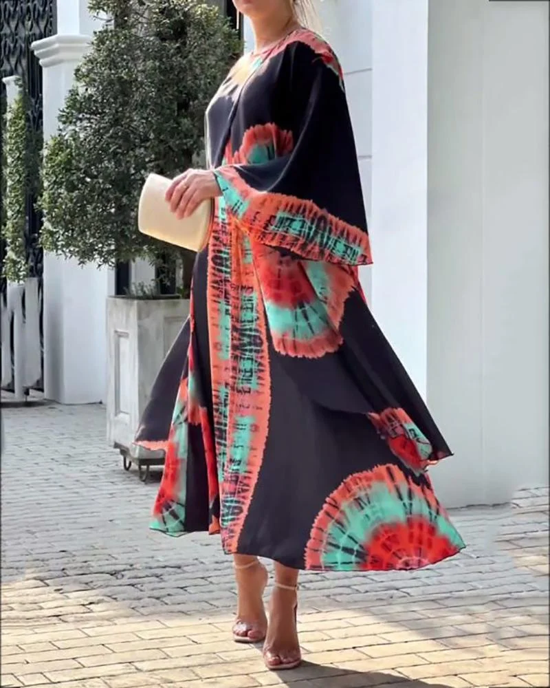 Crewneck Print Loose Dress