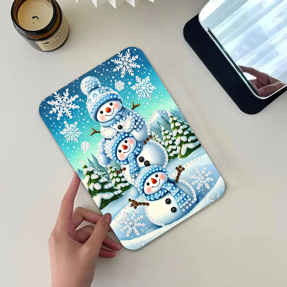 DIY Diamond Art Home Shiny Crystal Mirror Lightweight Standing Mirror (Snowman)