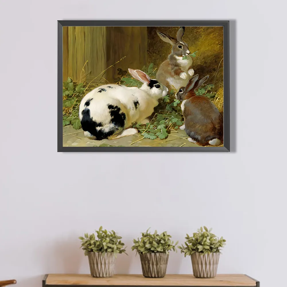 Full Round Diamond Painting 40*30cm - Rabbit Nest