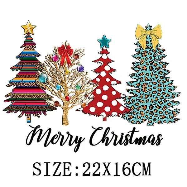 Beautiful Christmas Gift Thermal Sticker On Clothes DIY T-shirt Washable Iron On Patch For Clothing Christmas Design Patch Decor