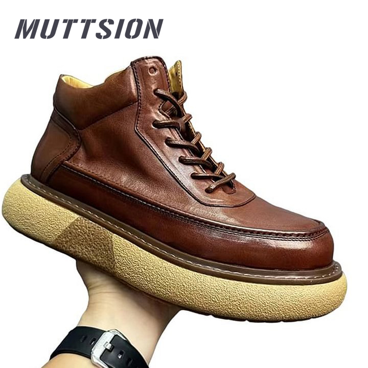 MUTTSION Handmade Retro Horsehide British Style Mid-top Boots MUTTSION.COM MUTTSION