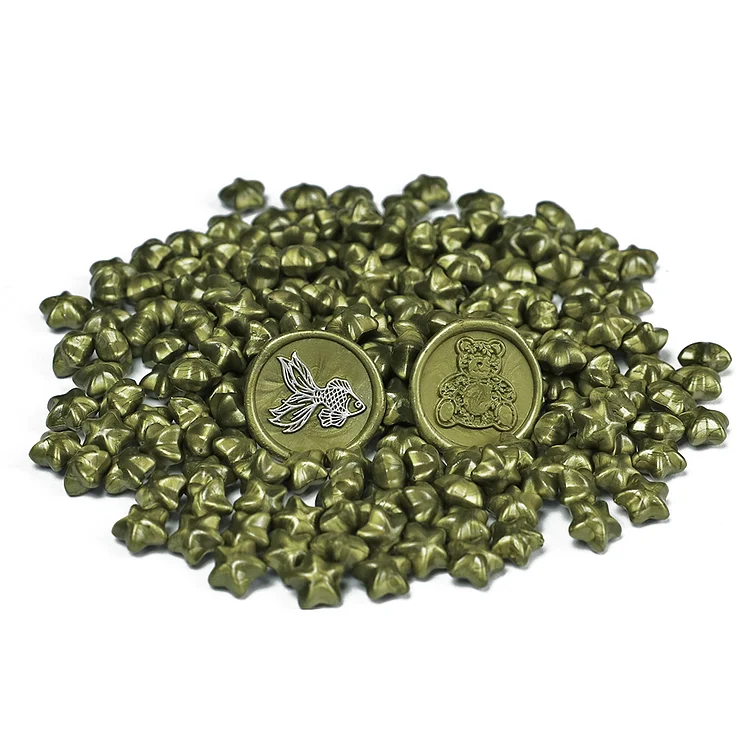 100pcs Star Sealing Wax Fire Paint Grain Envelope Invitation (Green Gold)