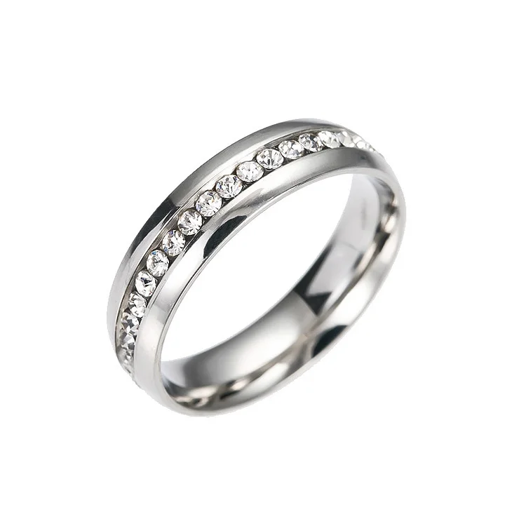 One Row CZ Crystal Ring Men Women
