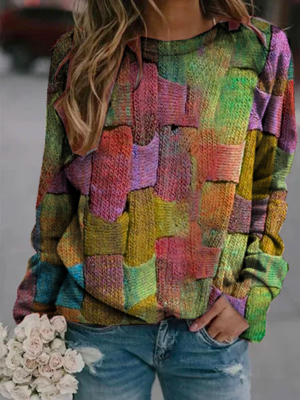 Long Sleeve Vintage Abstract Sweatshirt