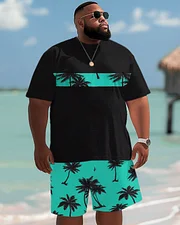 Hawaiian Tropical Coconut Tree Print Shorts Men's Plus Size Suit
