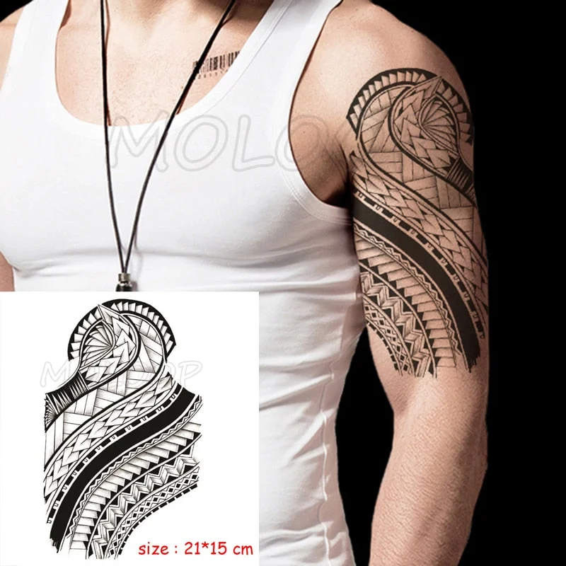 Temporary Tattoo Stickers Rudder Anchor Ocean Waves Fake Tatto Waterproof Tatoo Back Leg Arm Belly Big Size for Women Men Girl