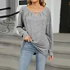 Gioiacombo&trade; Top T-shirt a maniche lunghe larghe da donna