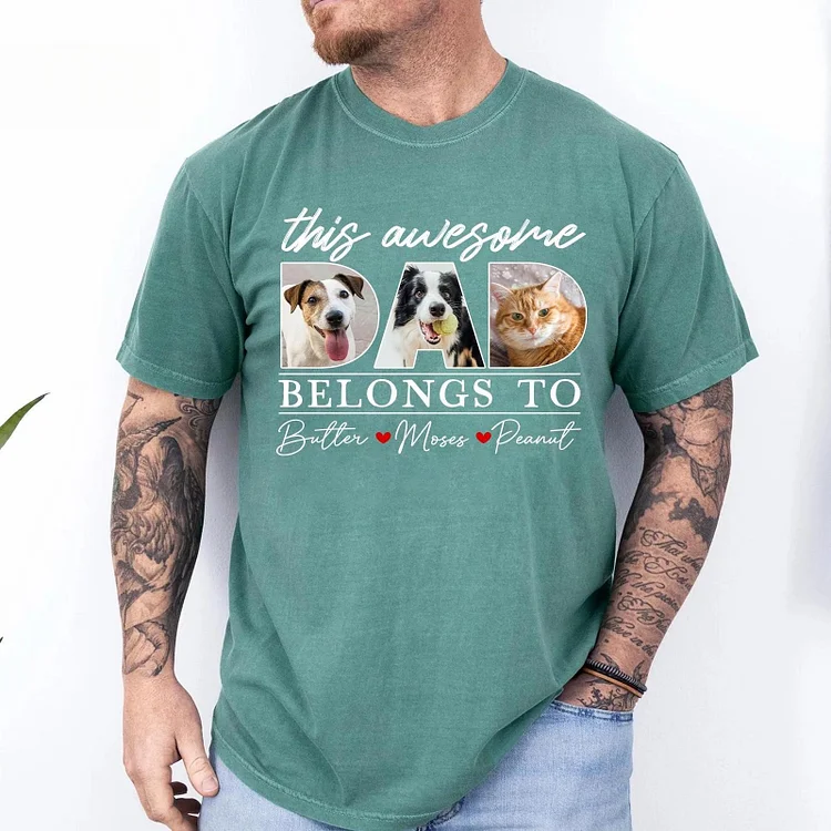 Custom Pet Picture Shirt for Dad, Pet Dad Father's Day Gift