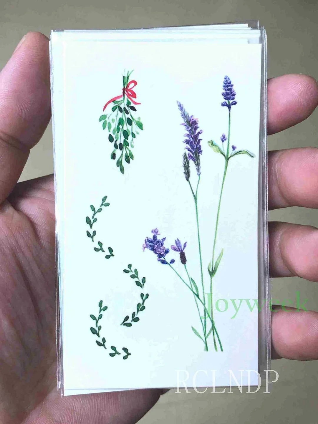 Waterproof Temporary Tattoo sticker purple flower lavender leaf plant tatto stickers flash tatoo fake tattoos for girl women kid