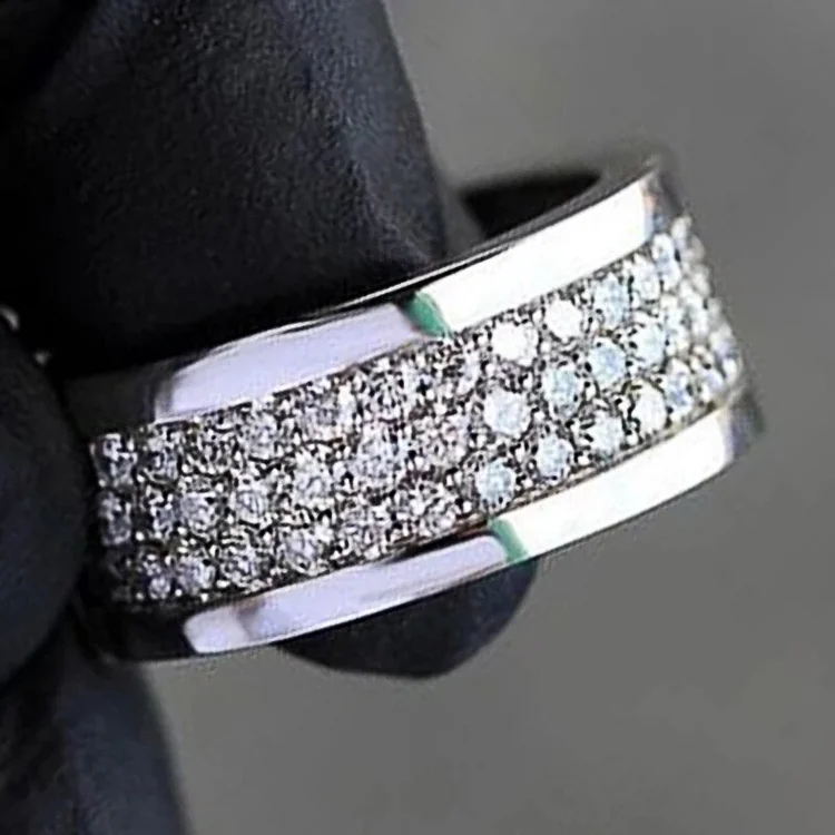 Wedding Bands Rings for Women/Men Silver Color Paved Cubic Zirconia Delicate Couple Rings Wife Husband Marriage Jewelry