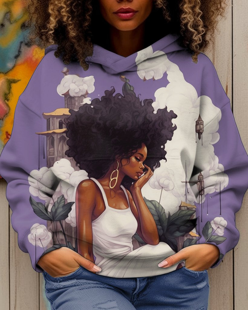 Women's Exquisite Lady Art Painter Long Sleeve Hoodie