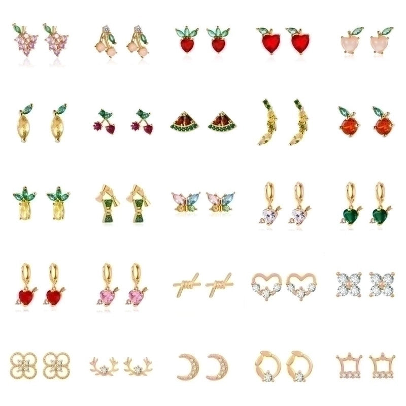 1 Pair Minimalist Flower Copper Plating Inlay Crystal Rhinestones Zircon 18k Gold Plated Gold Plated Silver Plated Earrings Ear Studs