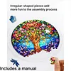 (25cm)DIY Acrylic Jigsaw Puzzle Window Hanging with Hanging Chain DIY Stained Glass Decoration Round Window Puzzle Decor for DIY Craft Project (Floral Tree of Life)