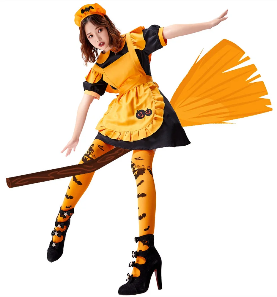 Halloween Costume Vampire Maid Magic Witch Pumpkin Lantern Dress Carnival Costume Novameme