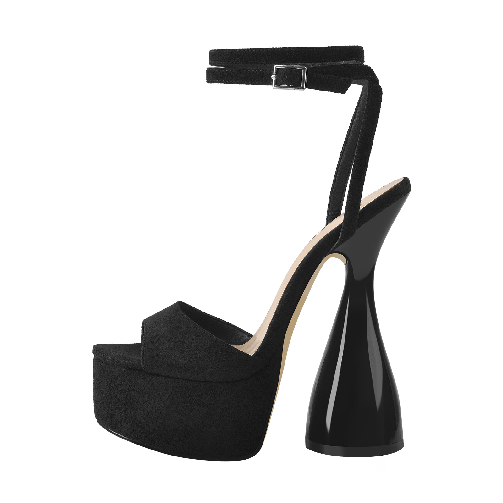 Cone Heel Suede Platform Sandals