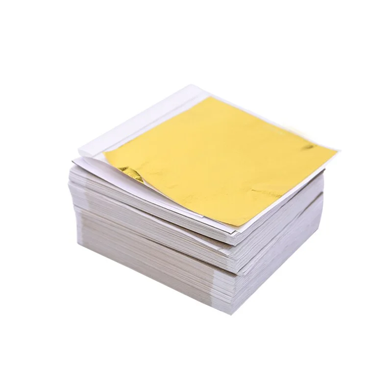 100pcs 8x8.5cm Art Craft Paper Imitation Gold Sliver Copper Leaf Leaves Sheets Foil Paper for Gilding DIY Craft Decoration