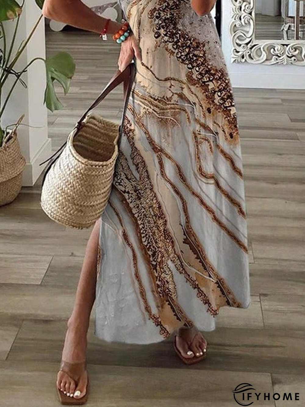 Vacation Ombre Regular Fit V Neck Dress | IFYHOME