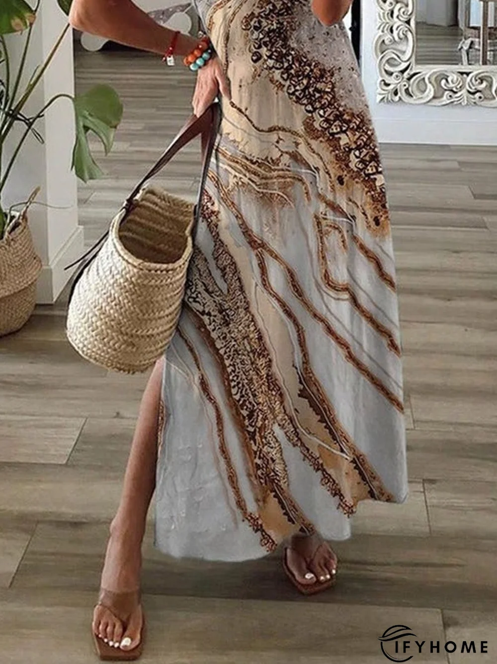 Vacation Ombre Regular Fit V Neck Dress | IFYHOME