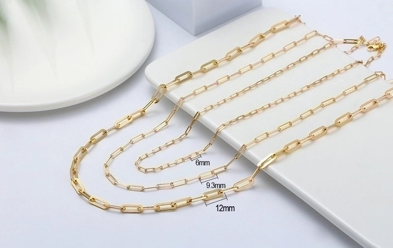925 Sterling Silver 925 Sterling Silver Plated Chain Paperclip Chain Plating Solid Color Necklace