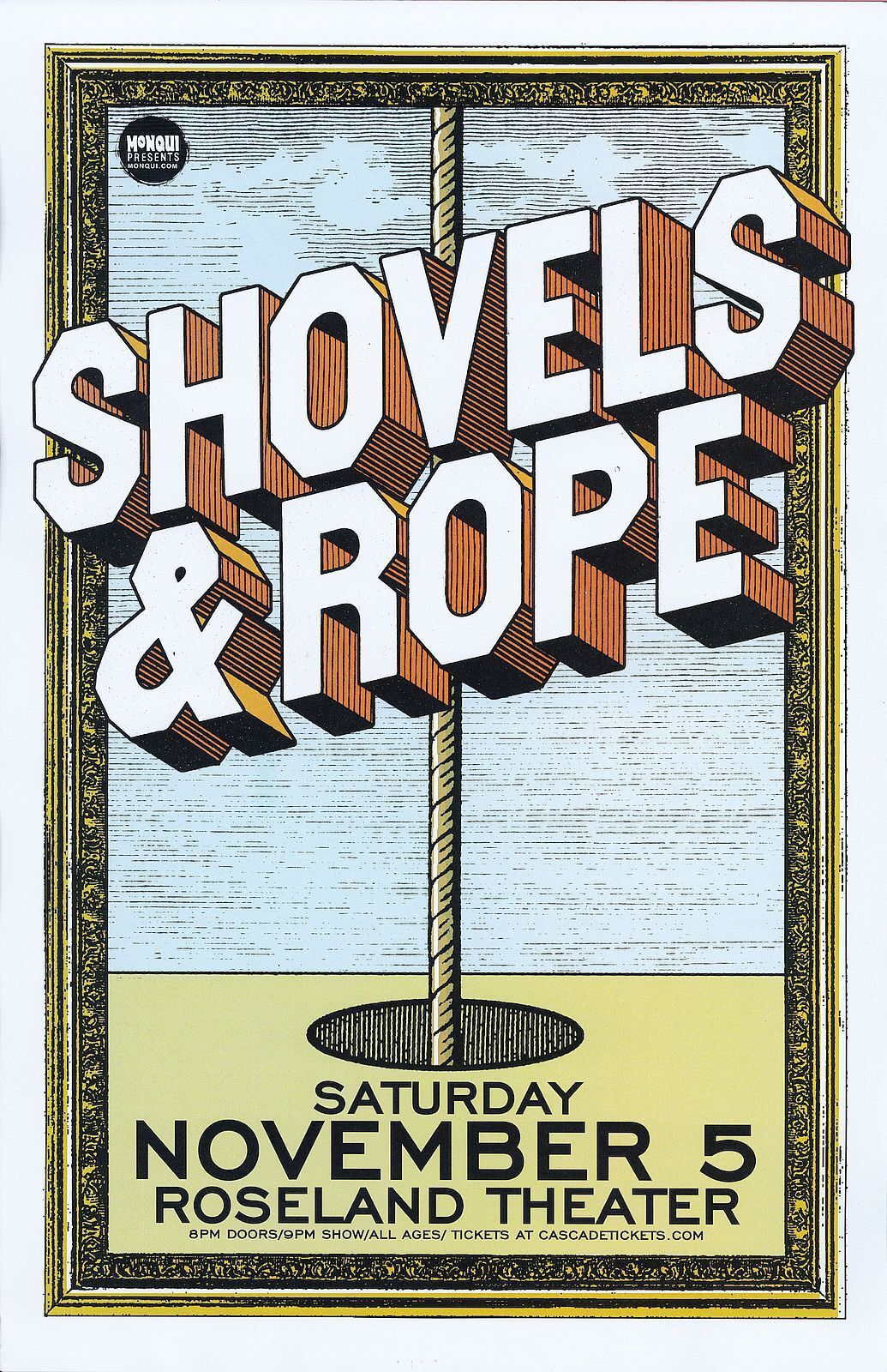 SHOVELS AND ROPE 2016 Gig POSTER Portland Oregon Concert