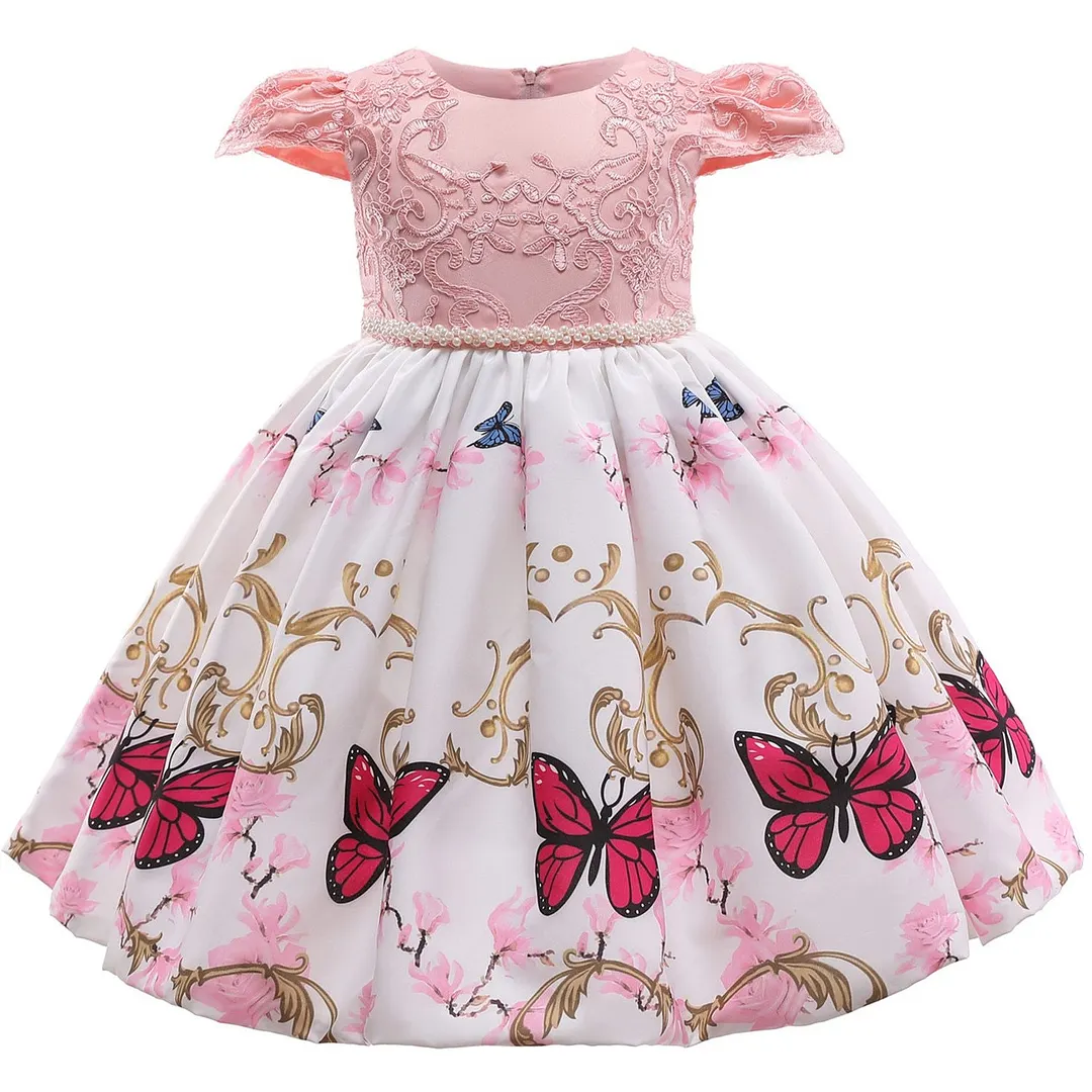 Flower Girls Dresses for Wedding  Birthday Kids Clothes Dress Girl  Elegant Princess Butterflies Children Formal Pageant Gown