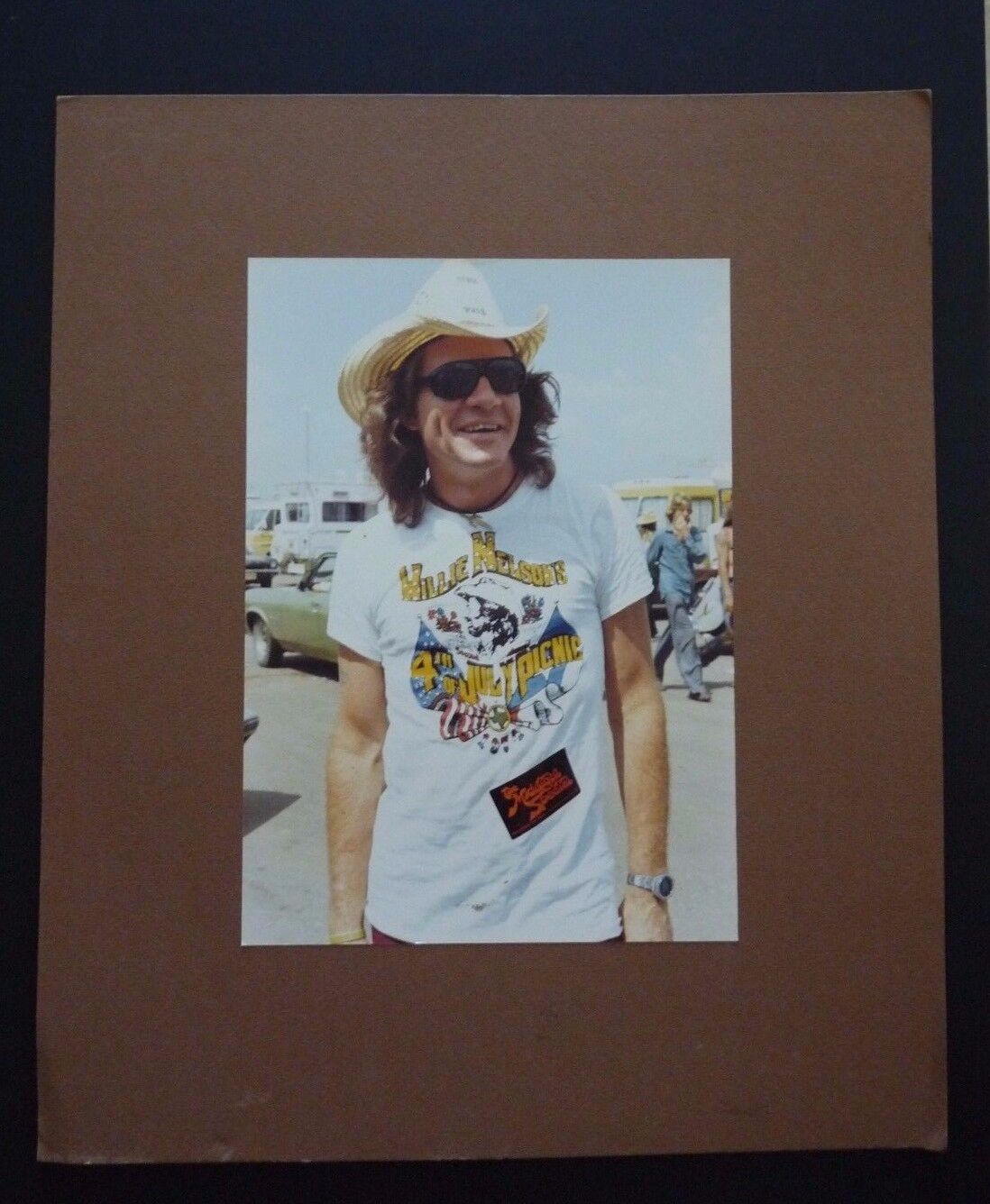 Willie Nelson Vintage 1974 4th of July Picnic 7X10 Band or Crew Member Photo Poster painting