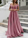Solid Color Off-The-Shoulder A-Line Backless Simple Party Maxi Dress