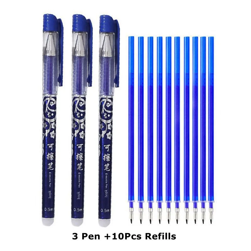 Erasable Pen Refills Rod Set 0.5mm Needle/0.7mm Bullet tip Washable Handle Erasable Ballpoint Pen for School Pen Writing Tools