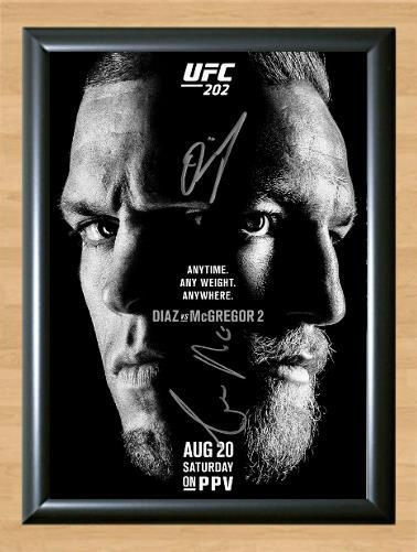 Conor McGregor vs Nate Diaz MMA Signed Autographed Photo Poster painting Poster Print Memorabilia A3 Size 11.7x16.5