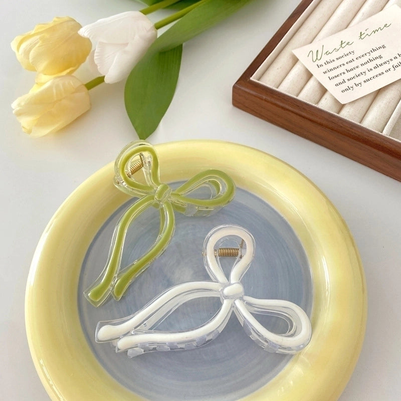 Advanced Sense Bow Hairpin Jelly Color Oil Drop Grab Clip Simple Fresh Shark Clip Internet Celebrity New Women’s Headwear