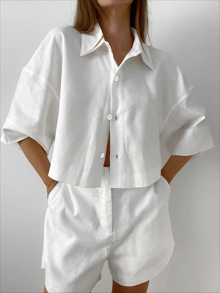 Temperament casual shirt shorts two-piece set