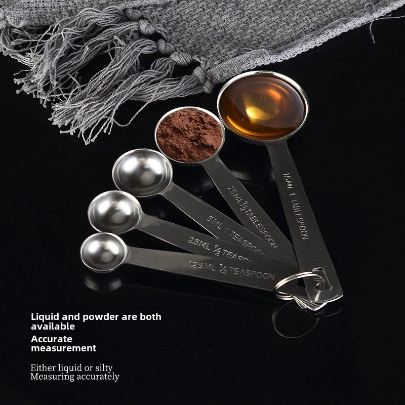 304 Stainless Steel Measuring Spoon 5 Piece Set Baking Tools Kitchen Baking Measuring Spoon Household Coffee Milk Powder Weighing Spoon