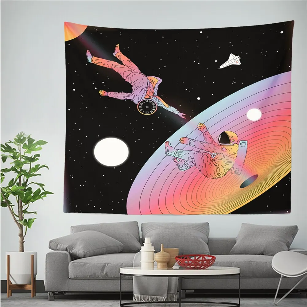 Spaceman Astronaut Wall Hanging Tapestry Hippie Psychedelic Polyestry Printed Tapestries Bedroom Background Decor Wall Carpet