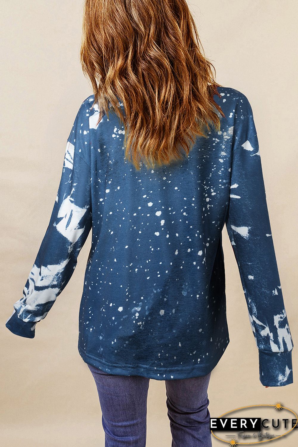 Multicolor MERRY Christmas Bleached Long Sleeve Top